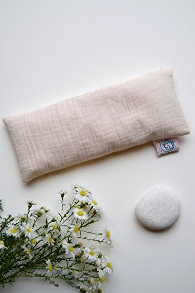 moonzy - minimalist & cozy Natural Black Wheat Husk Filled Eye Rest Pillow – Double Layer Muslin, Washable Cover