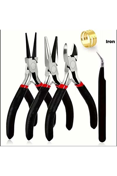 yiğit aksesuar 5 Types of Pliers, Side Cutters and Straight Long Nose Pliers, Tweezers and Ring Necklace Bracelet