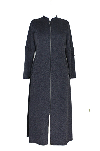 HESNA Anne Women's Plus Size High Neck Zippered Pocket Seasonal Overcoat