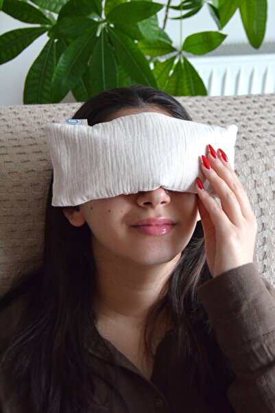 moonzy - minimalist & cozy Natural Black Wheat Husk Filled Eye Rest Pillow – Double Layer Muslin, Washable Cover