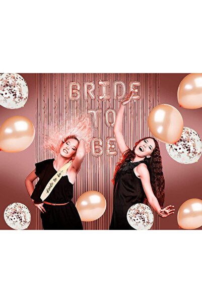 Generic لوازم حفلات توديع العزوبية للسيدات مع بالونات ذهبية ووردية، وديكورات، وهدايا من رقائق معدنية للعروس