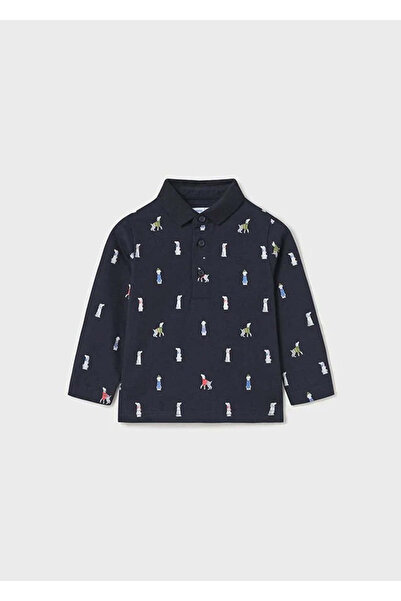 MAYORAL Lacivert Jersey Polo Tişört Köpek Desenli