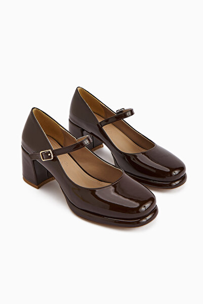 Limoya Junis Brown Patent Leather Women's Platform Heeled Shoes