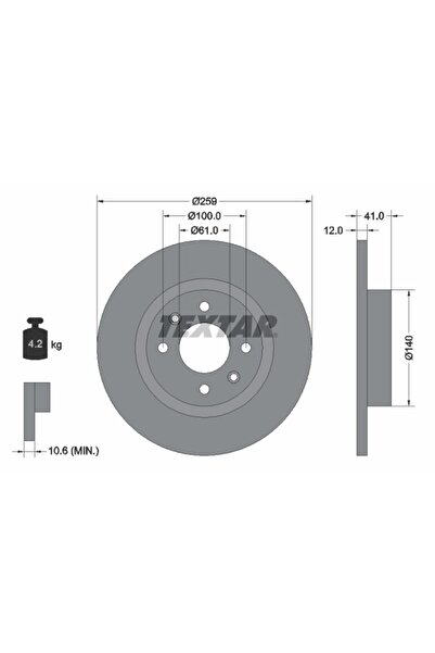 TEXTAR Disc Frana, fata stanga/dreapta , Dacia Logan 2,