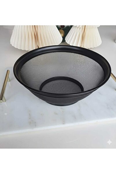 LOVYCO مصفاة المعكرونة والأرز من الفولاذ المقاوم للصدأ باللون الأسود مقاس 22 سم