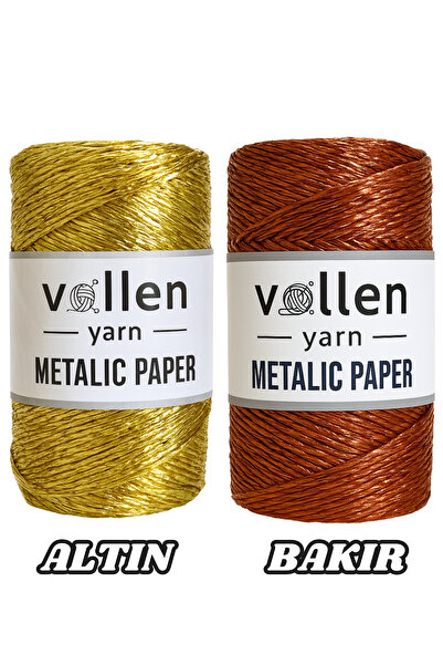 vollen yarn Premium Metalik Kagıt Ip,Parlak Çanta Ipi,200 Gr- 320 M , Simli Metalik Ip,Metalik Abiye Ip