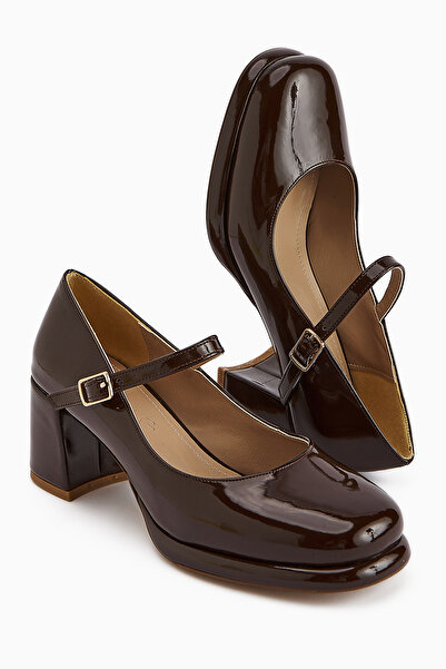 Limoya Junis Brown Patent Leather Women's Platform Heeled Shoes