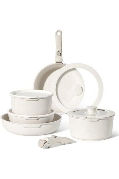 Just Perfecto Pot Set - 11 Pieces - Cooking Set With Lid - Granite Pots and Pans Set-Easy CooK
