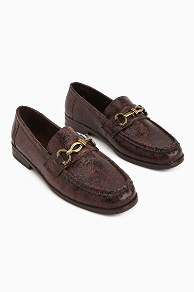 Limoya Kali Brown Chain Detailed Loafer Women's Shoes