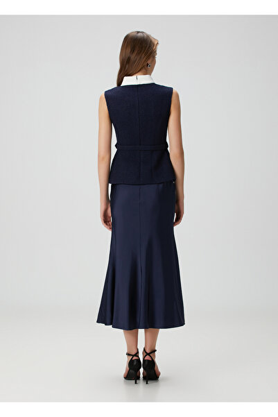 Self Portrait Koyu Mavi Midi Elbise