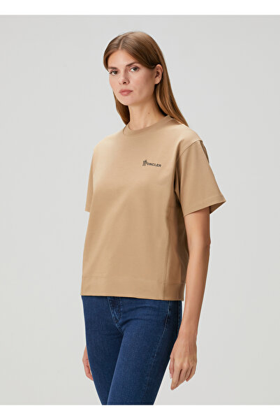 MONCLER GRENOBLE Koyu Bej Logolu T-shirt