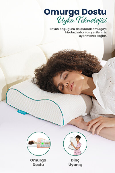 ORPEDOX Yüksek Çift Boyun Destekli Ortopedik Visco Yastık 60x40x14-12cm