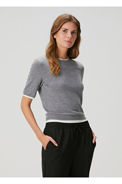 Maje Mylesio Gri Kısa Kollu Yün Triko