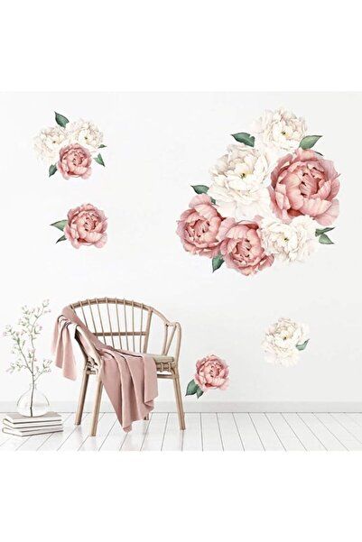 Generic BPA Peony Flowers Wall Decals Floral Wall Stickers Murals Delicate Wallpaper Art Applique, Decorati