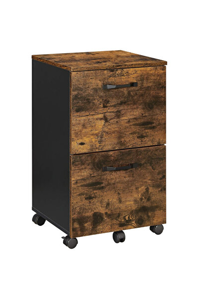 VASAGLE Dulap de birou Rollbox cu 2 sertare pentru documente A4, pe roți 42x40x70 cm, maro rustic