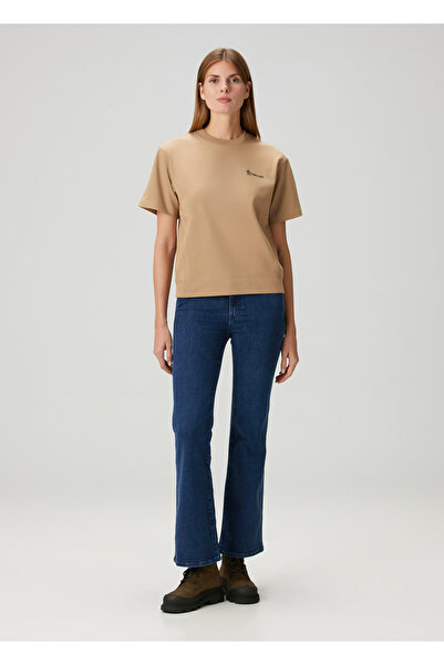 MONCLER GRENOBLE Koyu Bej Logolu T-shirt