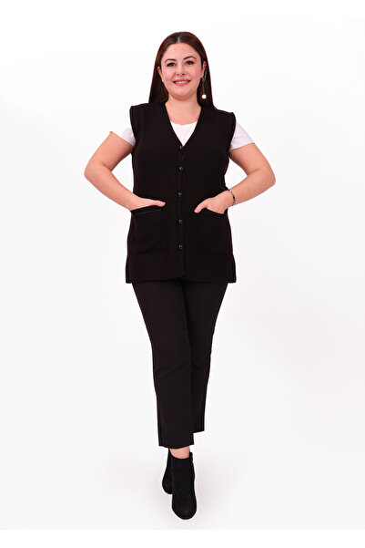 First Örme Tesettür Düğmeli Yelek