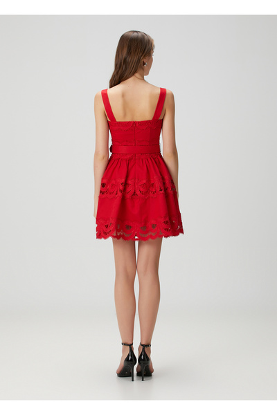 Self Portrait Kırmızı Dantelli Mini Elbise