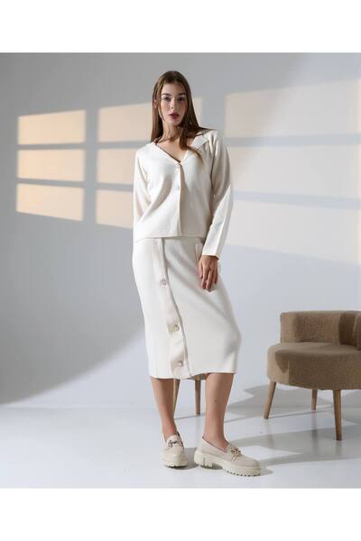 GİYSİ DÜNYASI 57 Knitwear Fabric Shirt Skirt 2-Piece Set