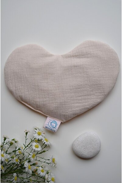 moonzy - minimalist & cozy Heart Shaped Natural Black Wheat Husk Filled Eye Rest Pillow – Double Layer Muslin Fabric