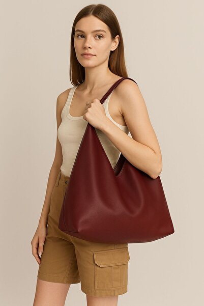 BAGSY حقيبة يد وكتف نسائية باللون العنابي