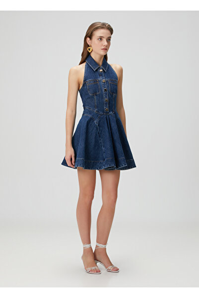 Self Portrait Mavi Mini Denim Elbise
