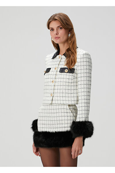 Self Portrait Kırık Beyaz Kareli Tweed Ceket