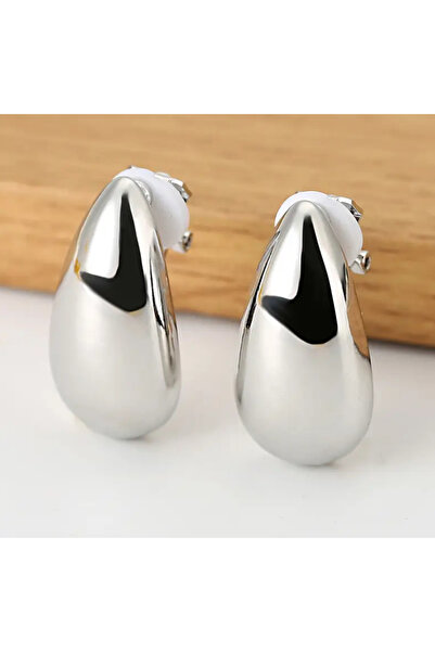 1PARÇAMAVİ 2,7x1,4cm Uzun drop damla klipsli deliksiz kulak küpesi