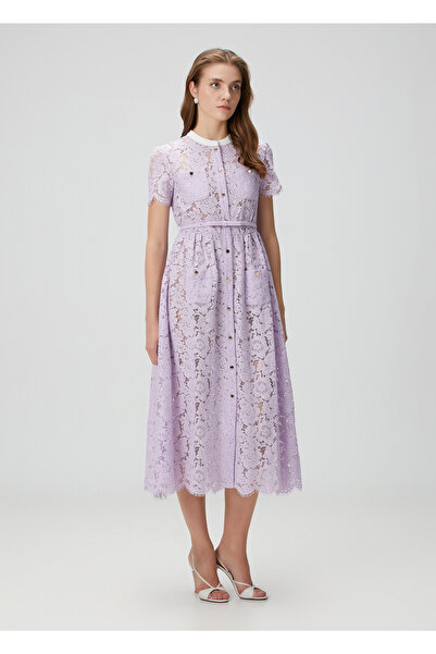 Self Portrait Lila Dantel Midi Elbise