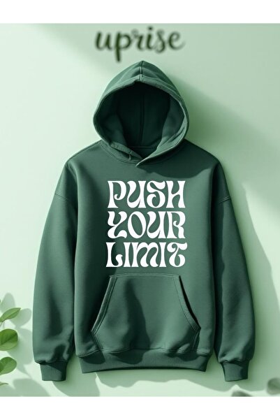 Vordevia سويت شيرت كبير الحجم مطبوع عليه عبارة 'Push Your Limit' مصنوع من الق...