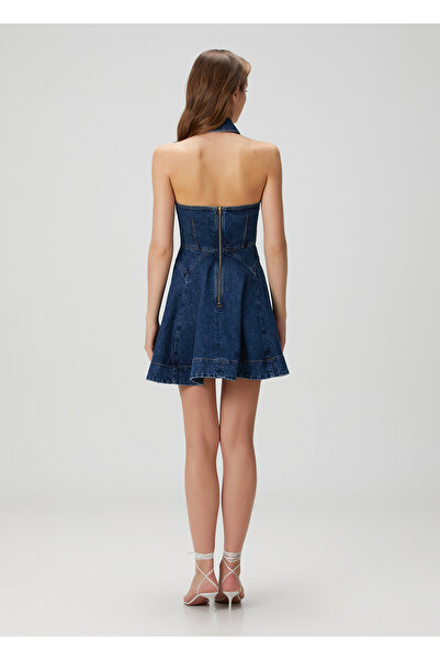 Self Portrait Mavi Mini Denim Elbise