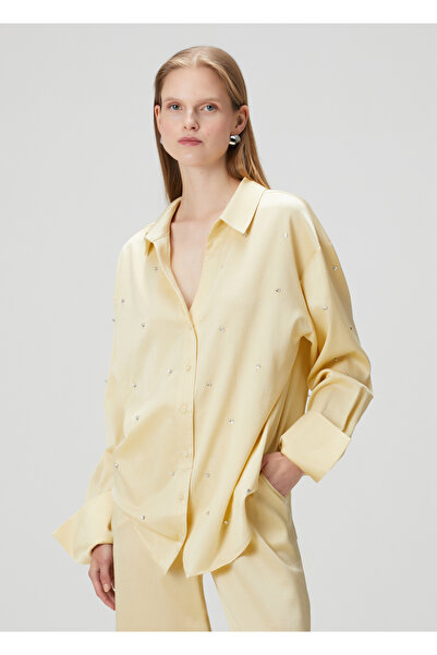 Tagg Sarı Taş İşlemeli Abiye Gömlek