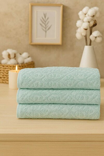 Mela Home طقم مناشف لليدين والوجه من الجاكار بنقشة الزهور مقاس 50*90 سم - 3 قطع - هدية - للمطبخ 100% قطن