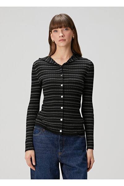 THEORY Siyah Beyaz Kapüşonlu Sweatshirt