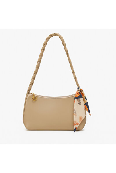 Satuna Örgü Saplı Şık Günlük Kadın Vizon Omuz Çantası
