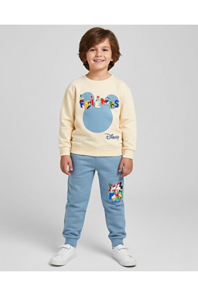 Ege Bebek Boys' Seasonal, Mickey Printed, Back Printed, 4-11 Years Old Boys' Tracksuit Set