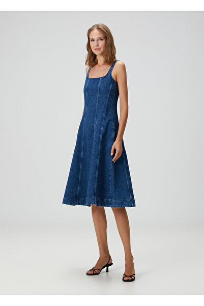 Maje Roboli Lacivert Midi Denim Elbise