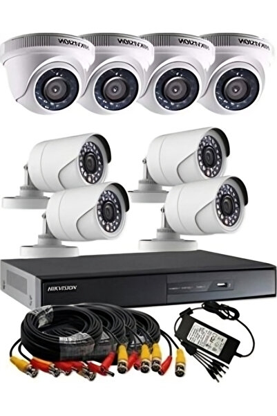 Hikvision هيك فيجن كاميرات مراقبة 1080p تدعم الرؤية الليلة 8كاميرات شامل الكابلات