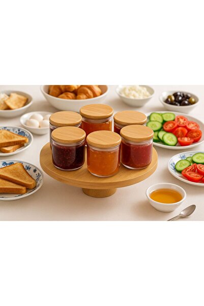 Noah Exclusive 8-Piece Borosilicate Glass Jelly Bowl Set with Bamboo Lid and Special Bamboo Bowl (150ml)