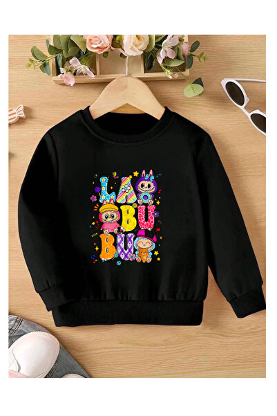 Tubinyoo سويت شيرت أسود مطبوع للأطفال من لابوبو