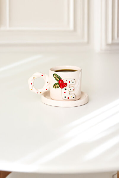 dalyaceramics 100 ml Kokinalı Harf Figürlü Türk Kahvesi Fincanı (Harf seçenekleri için bize ulaşınız)