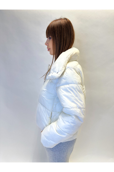 IFASTFASHION Women's short quilted jacket with wide collar - warm and modern model for autumn-winter