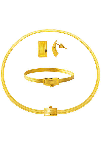 Bilezikci 3 Sıra Klasik Tokalı Trabzon Altın Hasır Set