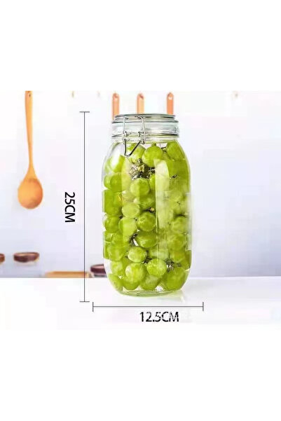 OEM Glass jar 2000 ml, airtight lid, silicone gasket, Food storage, Spices, Cereals, Dul