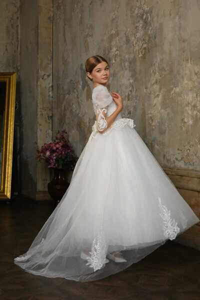 By Feyza Kids Collection Kız Çocuk Dantelli Tarlatanlı Gelinlik ,Mezuniyet,Düğün Abiye