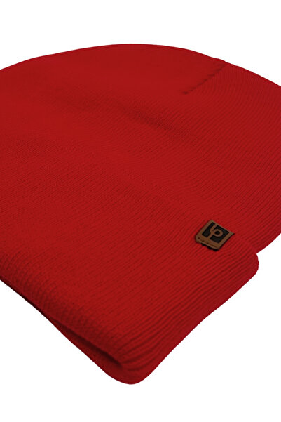 Sofist İstanbul Red Unisex Basic Beanie Lp Collection Folded Red Rib Knit Classic Beanie