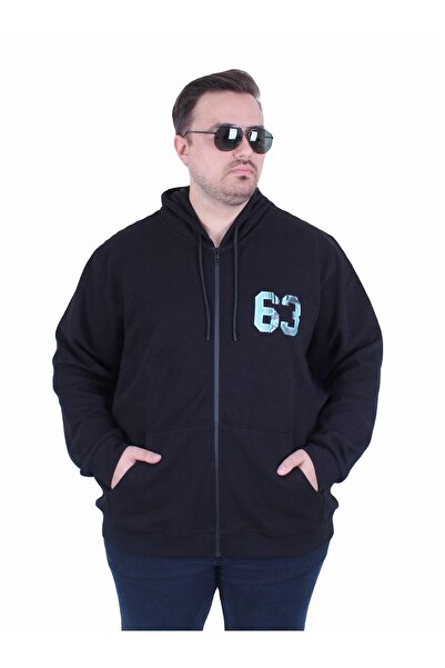 MocGrande Hanorac cu glugă de mărime mare Double Face Sixty Three 25704 NEGRU