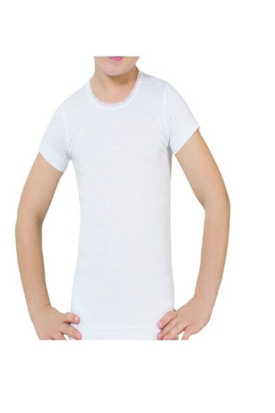 NightLove قميص داخلي بناتي من Öztaş بأكمام نصفية ودانتيل 4002-A