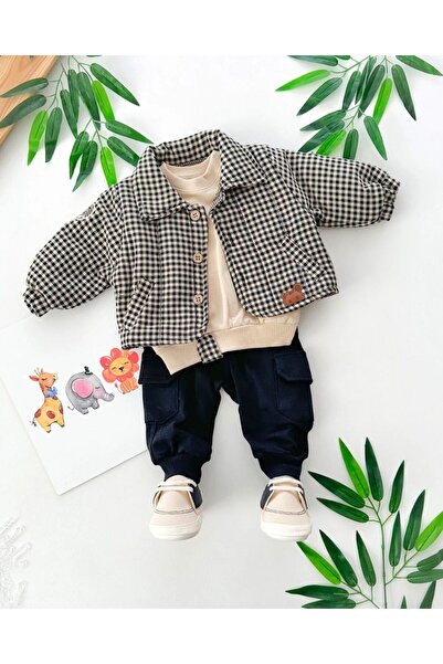 Butik ERKEK BEBEK MONTLU 3'LÜ TAKIM ALT - ÜST TAKIM