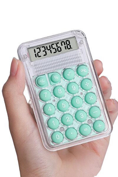 Ferzin Şeffaf Gövde Mini Hesap Makinesi Yeşil